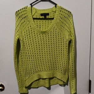 Rock & Republic Neon Lime Open-Knit V-Neck Sweater